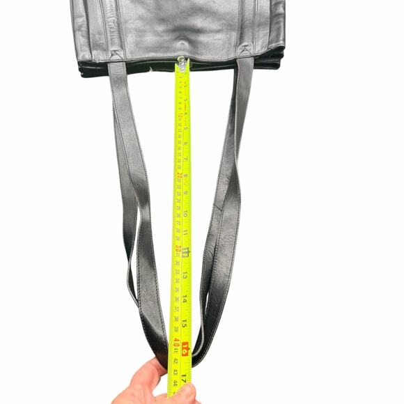 Italian Handmade Black Leather Tote Gold R Logo Shoulder Bag - Picture 13 of 13